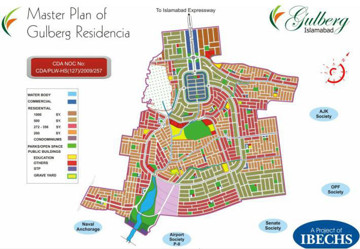 Master Plan of Gulberg Residencia Islamabad Map